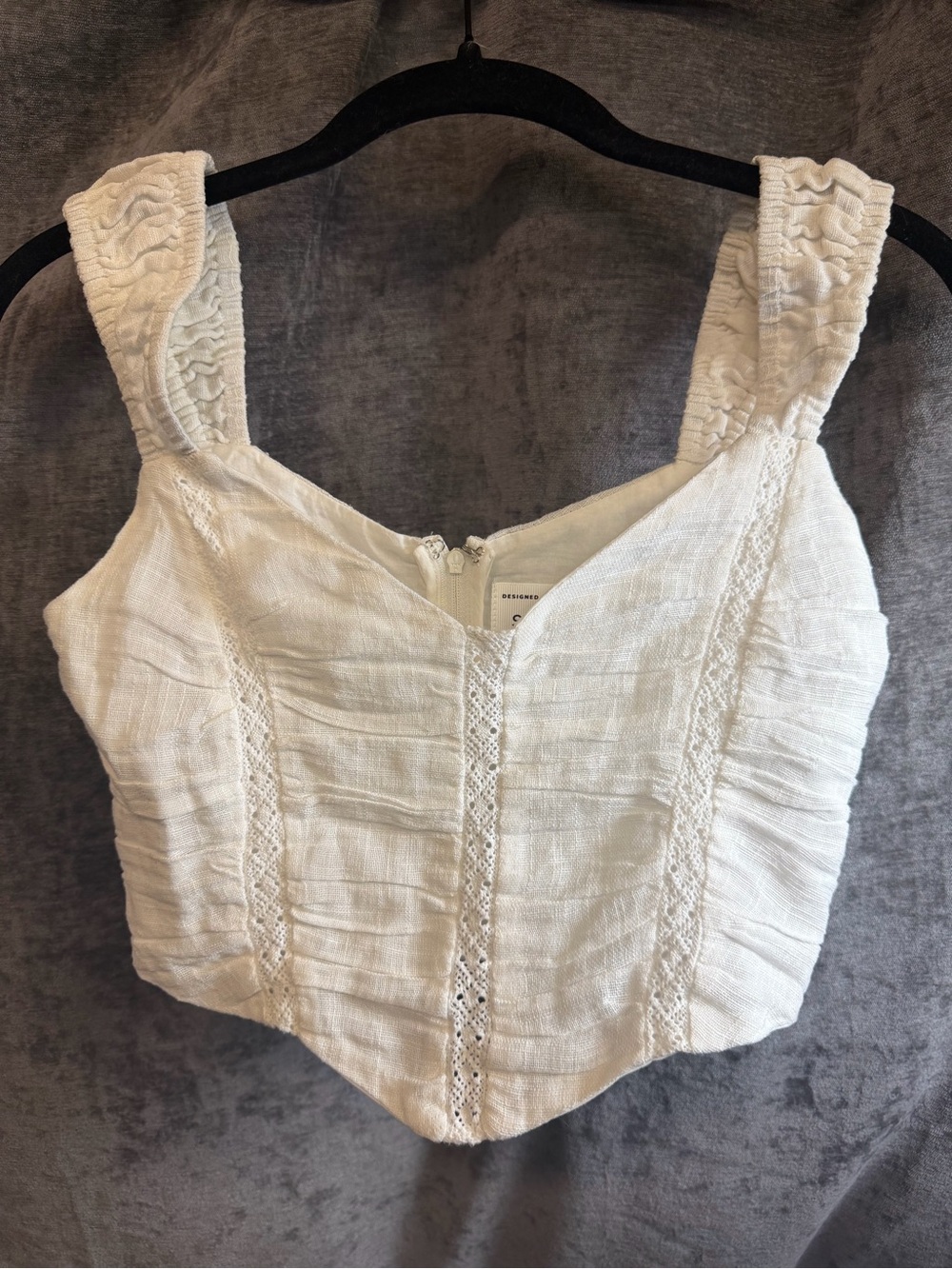 SABO Cream Crop Top with Wide Smocked Straps
